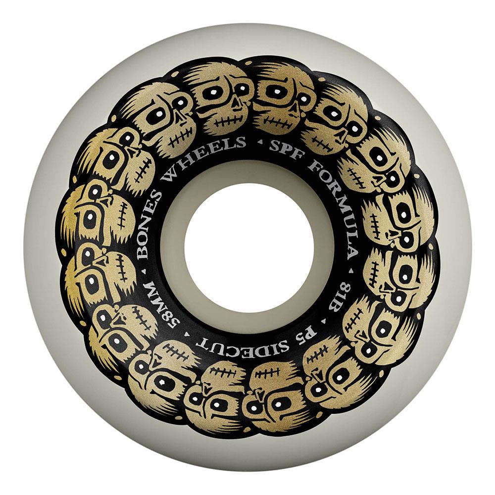 Bones Wheels - SPF Circle Skulls P5 Sidecut White/Gold 101a 58mm (4 Pack)