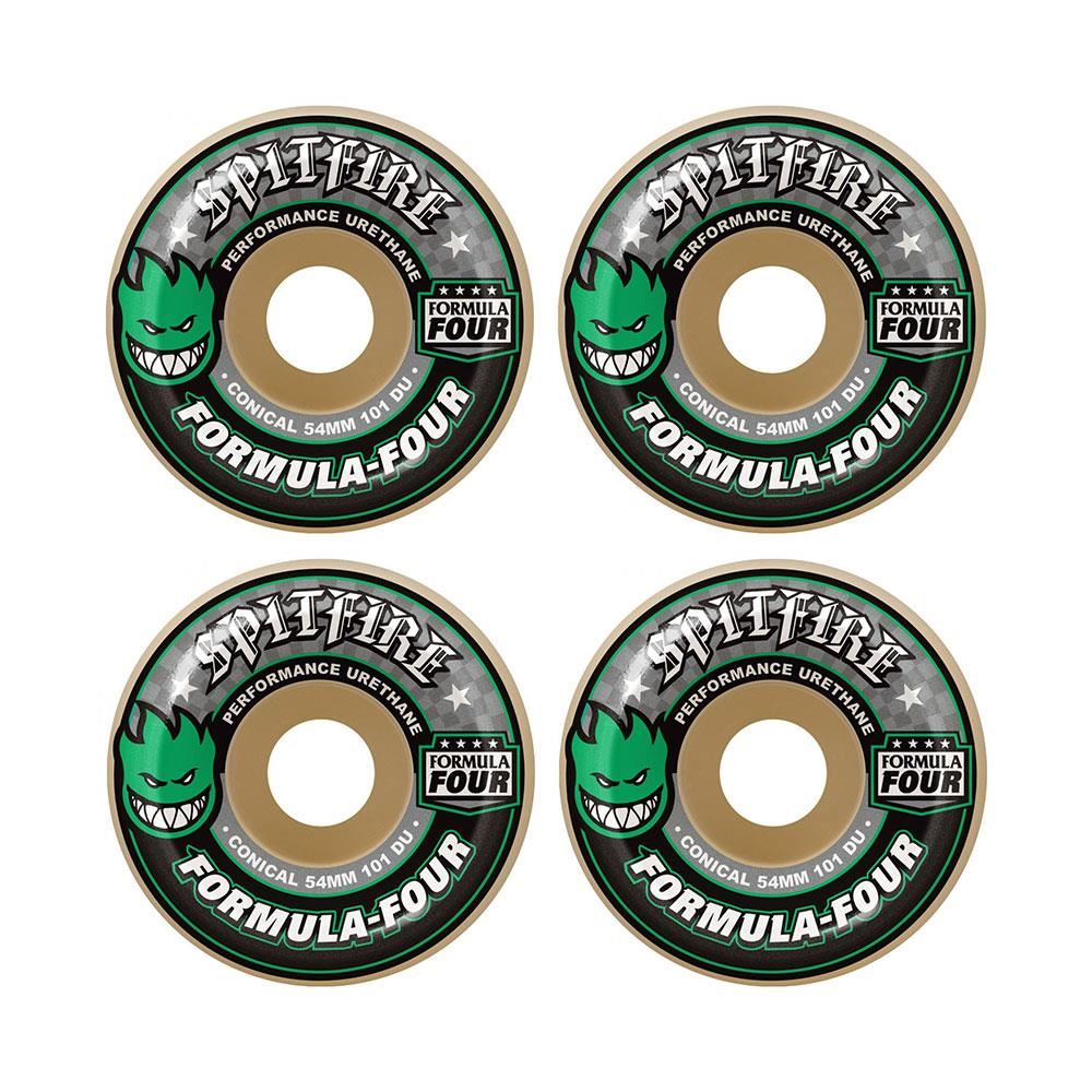 Spitfire Wheels - Formula Four Conical Natural/Green 101a 54mm (4 Pack)