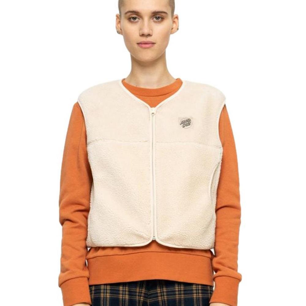 Santa Cruz Womens Opus Dot Teddy Vest Jacket - Off White