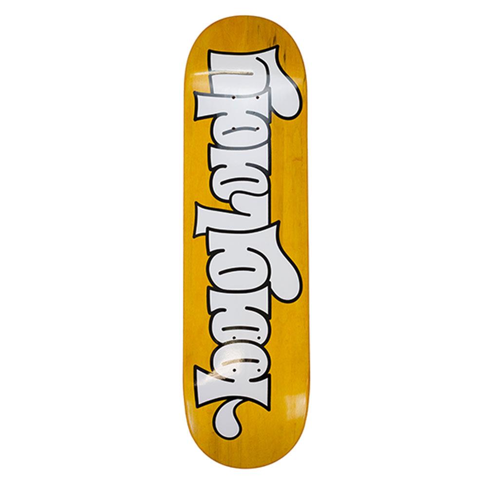 Baglady Skateboard Deck - Throw Up Logo - Yellow/White 8.25"