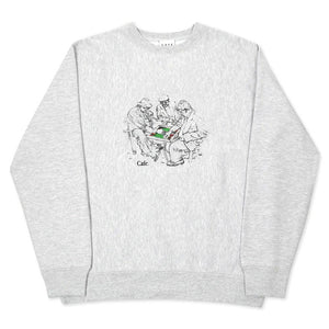 Skateboard Cafe Backgammon Crewneck Sweatshirt - Heather Grey