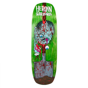 Heroin Skateboard Deck - Double Shovel Green 9.9" (Shaped)