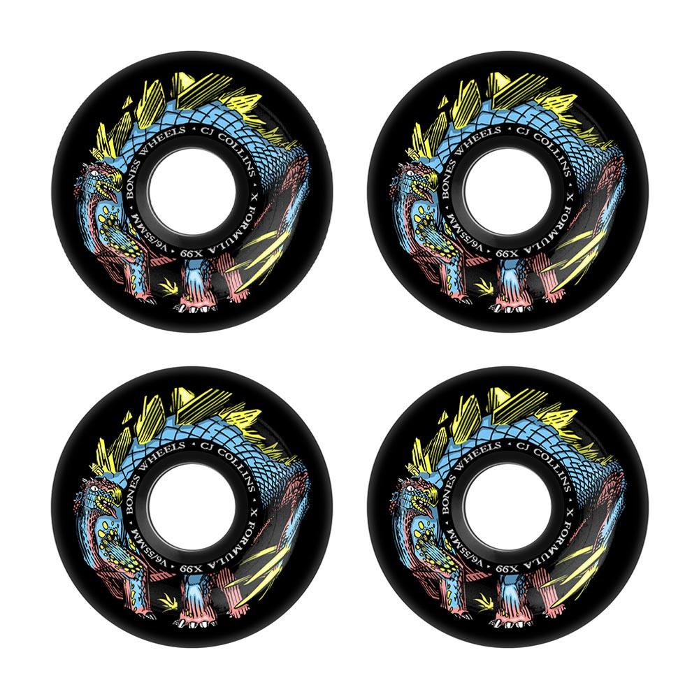 Bones Wheels - X-Formula Dino-Sortas CJ Collins V6 Widecut Black 99a 55mm (4 Pack)