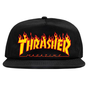 Thrasher Flame Embroidered Snapback Cap - Black