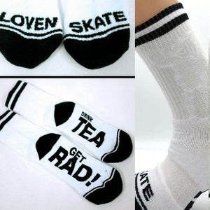 Lovenskate Drink Tea, Get Rad! OG Socks - White/Black
