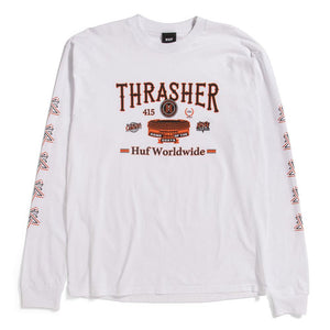 HUF X Thrasher Monteray Long Sleeve T-Shirt - White | Source Skate Co