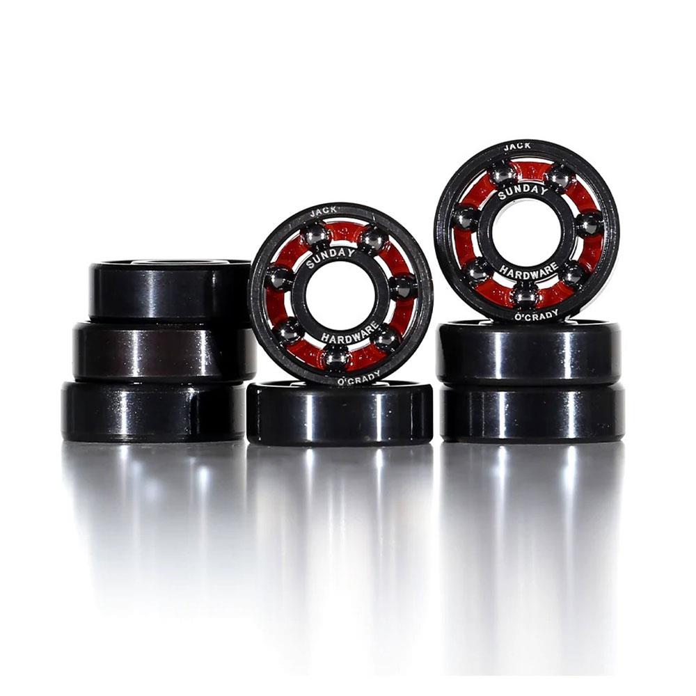 Sunday Hardware Skateboard Bearings - Jack O'Grady Pro Shieldless - Red