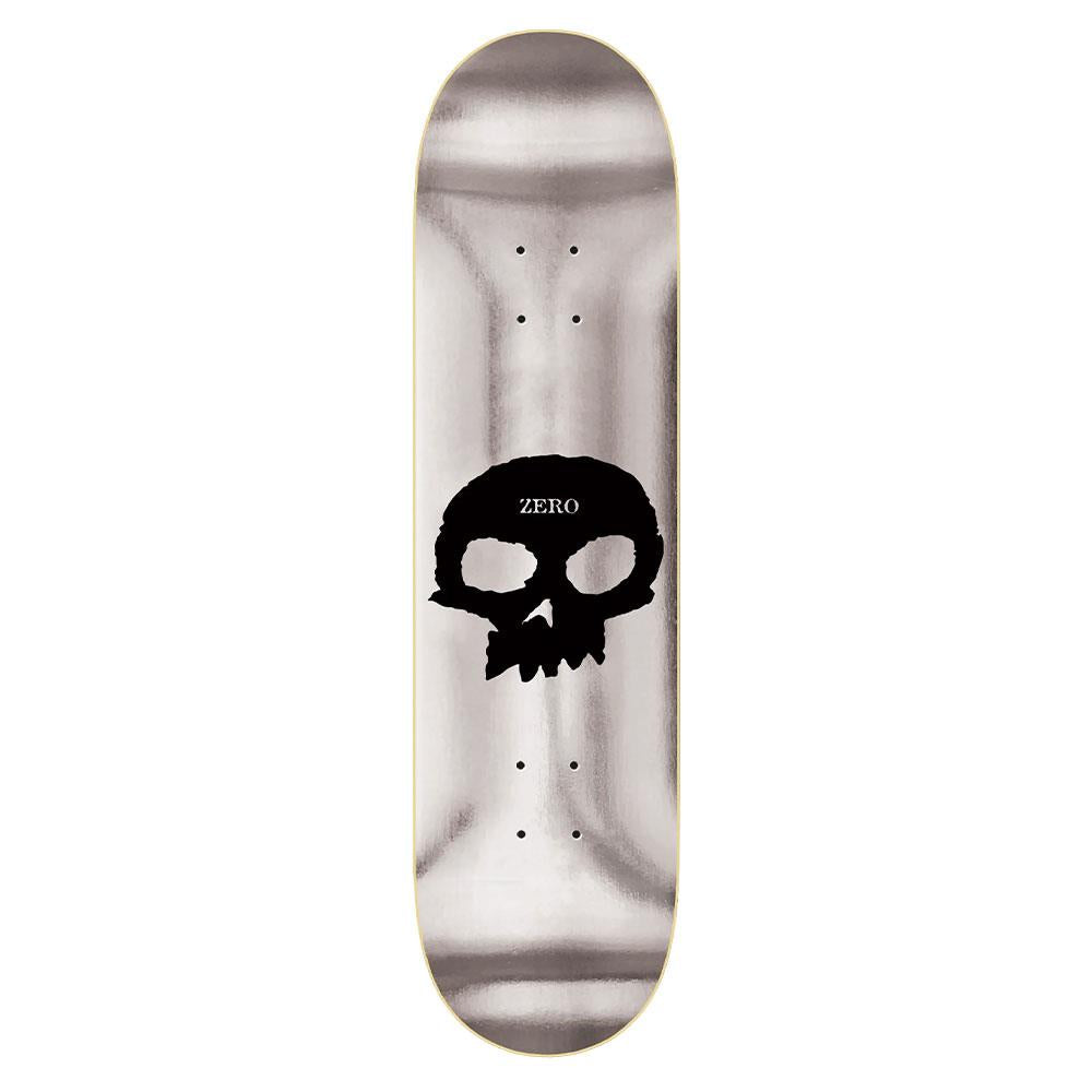 Zero Skateboard Deck - Single Skull Black/Silver Foil 8.25"