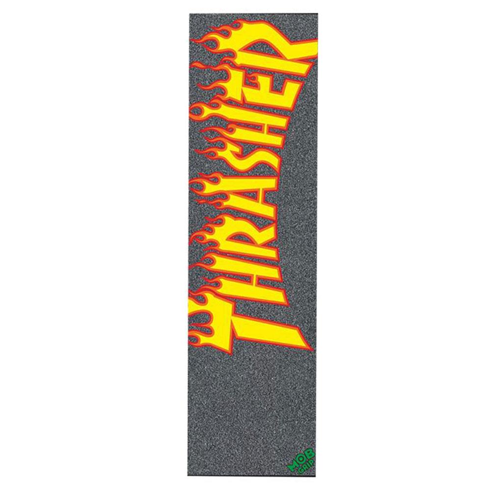 MOB Skateboard Griptape - Thrasher Black/Yellow Flame Graphic Grip 9"