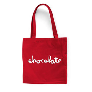 Chocolate Red Square Canvas Tote Bag - Natural Brown