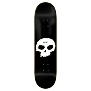 Zero Skateboard Deck - Single Skull Black/White 8"