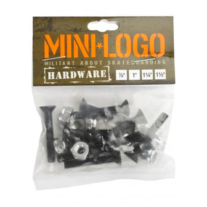 Mini Logo Skateboard Truck Bolts - Phillips Black 1 1/2" (8 Pack)