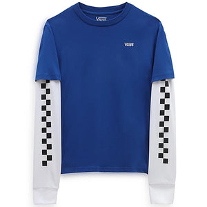 Vans Boys Check Long Sleeve Twofer T-Shirt - Blue/White