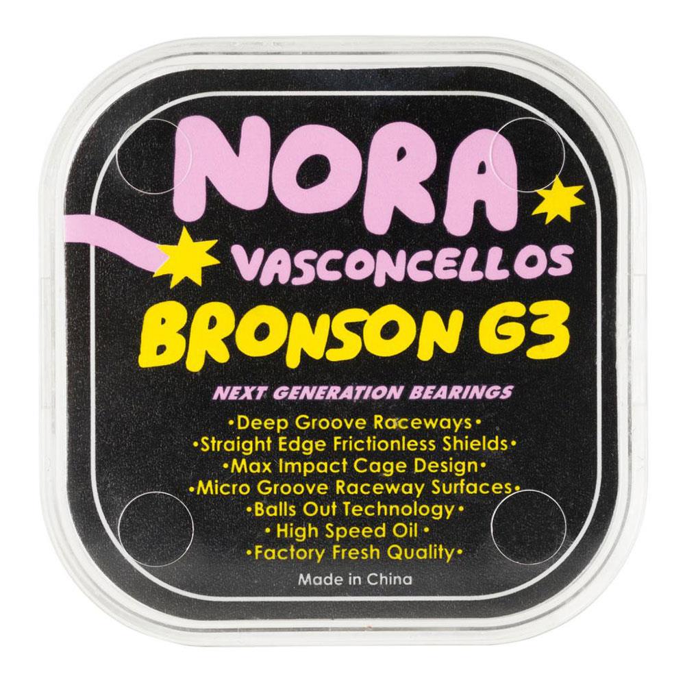 Bronson Speed Co Skateboard Bearings - Nora Vasconcellos Pro G3 Silver/Black 8" (8 Pack)