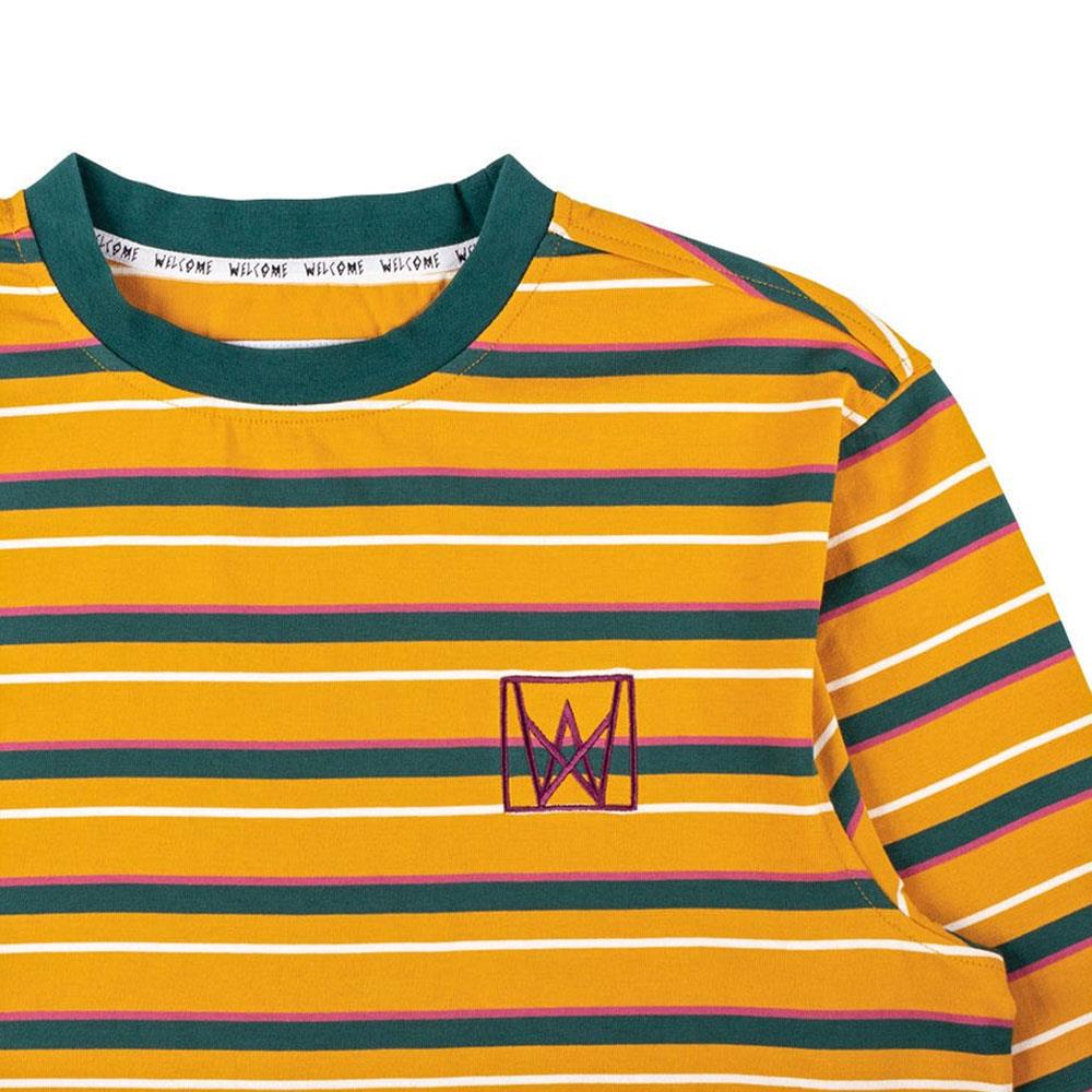 Welcome Icon Stripe Long Sleeve T-Shirt - Gold/Teal/Rose