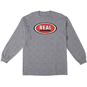 Real Oval L/S T Shirt - Athletic Heather/Red Pink