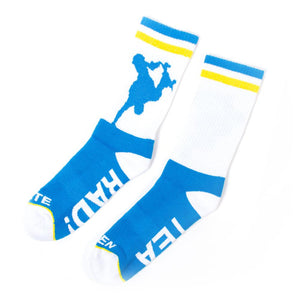 Lovenskate Drink Tea, Get Rad! OG Socks - White/Yellow/Blue